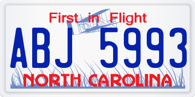 NC license plate ABJ5993