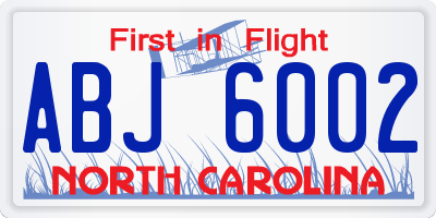 NC license plate ABJ6002