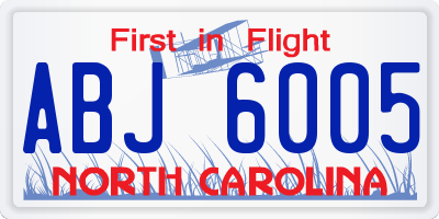NC license plate ABJ6005