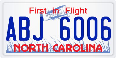 NC license plate ABJ6006