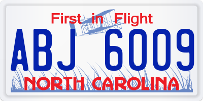 NC license plate ABJ6009