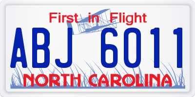 NC license plate ABJ6011