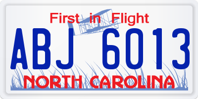 NC license plate ABJ6013