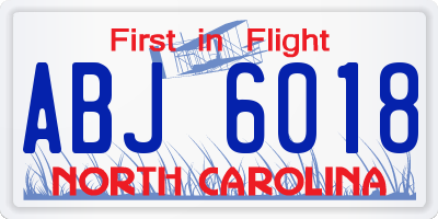 NC license plate ABJ6018