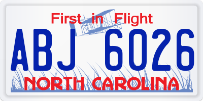 NC license plate ABJ6026
