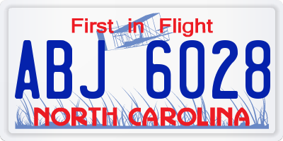 NC license plate ABJ6028