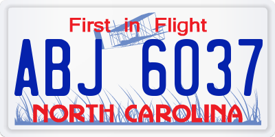 NC license plate ABJ6037