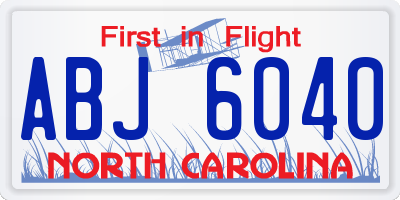 NC license plate ABJ6040