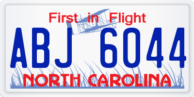 NC license plate ABJ6044