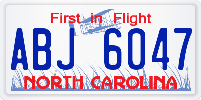 NC license plate ABJ6047