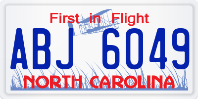 NC license plate ABJ6049