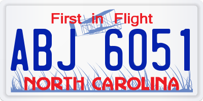 NC license plate ABJ6051