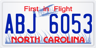 NC license plate ABJ6053