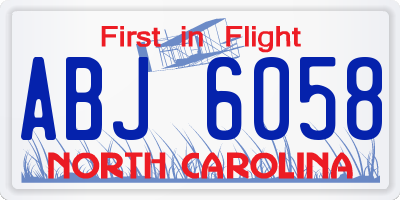 NC license plate ABJ6058