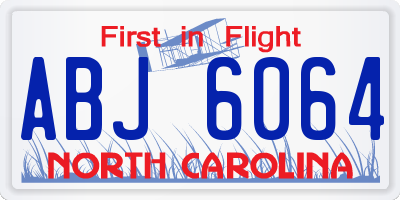 NC license plate ABJ6064