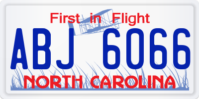 NC license plate ABJ6066