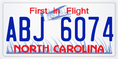 NC license plate ABJ6074