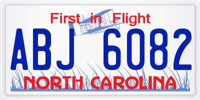 NC license plate ABJ6082