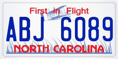 NC license plate ABJ6089