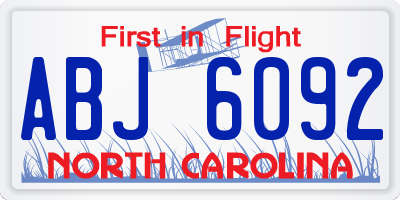 NC license plate ABJ6092