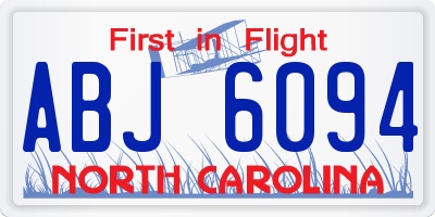NC license plate ABJ6094