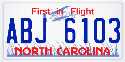 NC license plate ABJ6103