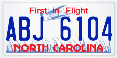 NC license plate ABJ6104