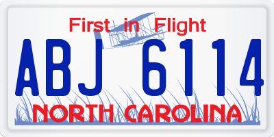 NC license plate ABJ6114