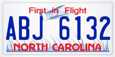NC license plate ABJ6132