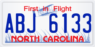 NC license plate ABJ6133