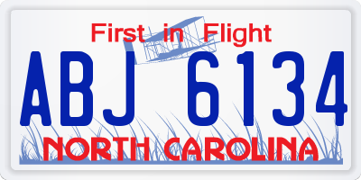 NC license plate ABJ6134