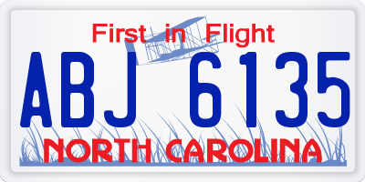 NC license plate ABJ6135