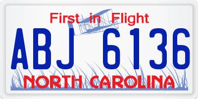 NC license plate ABJ6136