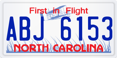 NC license plate ABJ6153
