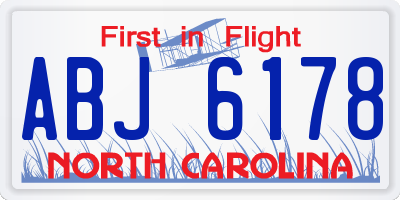 NC license plate ABJ6178