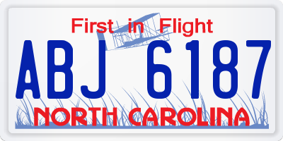 NC license plate ABJ6187
