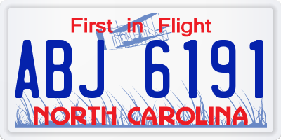 NC license plate ABJ6191