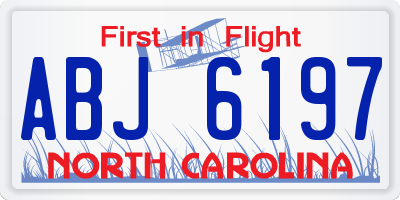 NC license plate ABJ6197