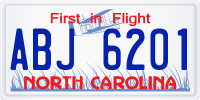 NC license plate ABJ6201