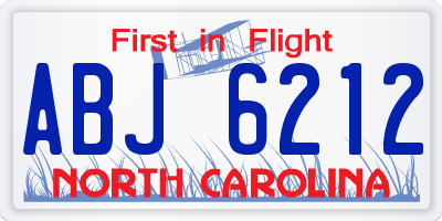 NC license plate ABJ6212