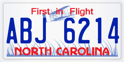 NC license plate ABJ6214