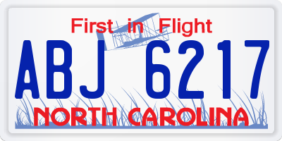 NC license plate ABJ6217