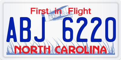 NC license plate ABJ6220