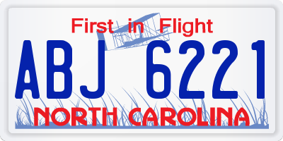 NC license plate ABJ6221