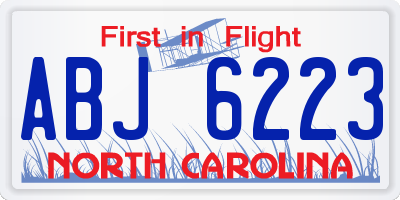 NC license plate ABJ6223