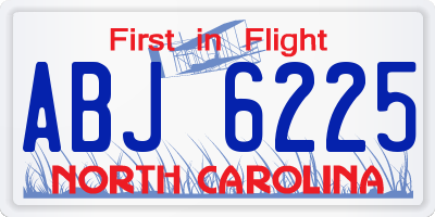 NC license plate ABJ6225