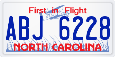 NC license plate ABJ6228