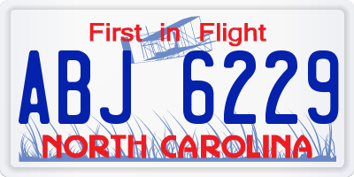 NC license plate ABJ6229