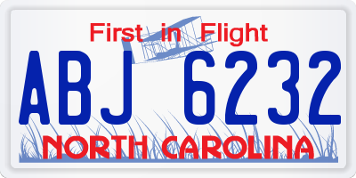NC license plate ABJ6232