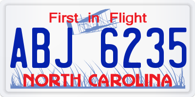 NC license plate ABJ6235